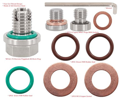M12.1-1.75 x 15mm Oversize Piggyback Oil Drain Plug, Stainless Steel Self Tapping Oil Pan Thread Repair Kit - size: M12.1x1.75