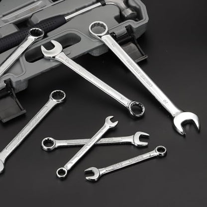 HARFINGTON Combination Wrench 6mm Metric 12-Point Box and Open End Zinc Plated Steel Double Ended Spanner Tool for Automotive Pipe Furniture Machinery DIY Repair, Silver White - size: 6mm
