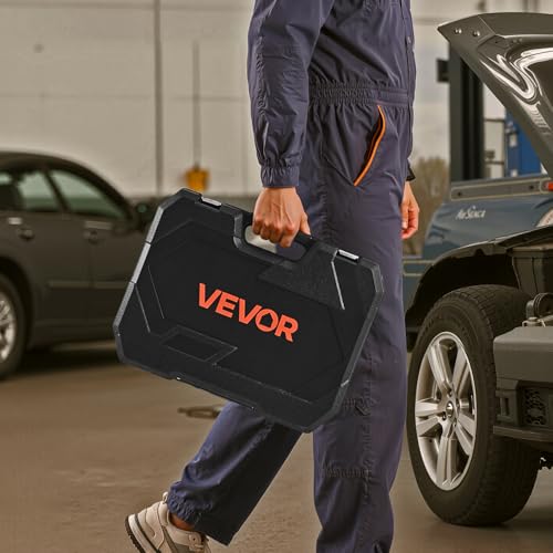 VEVOR Socket Set, 86 Pieces, 3/8 & 1/4 & 1/2 inch Drive Socket and Ratchet Set, SAE and Metric, Mechanic Tool Kit with Ratchet Wrench, Accessories and Storage Case, CR-V Alloy Steel, for Auto Repair - size: 1/4"&3/8"&1/2", style: 86 PCS