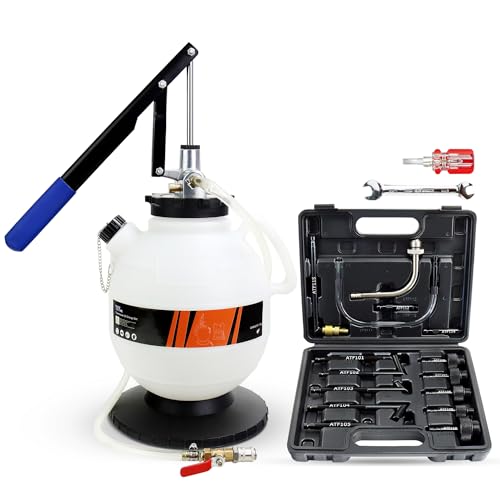 YSTOOL 7.5L Transmission Fluid Pump Manual ATF Refill Fill System Dispenser Hand Pump Kit Portable Automatic Oil Transfer Change Filling Tools with 15PCS ATF Adapters Black Case - color: Black Case