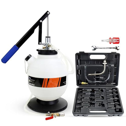 YSTOOL 7.5L Transmission Fluid Pump Manual ATF Refill Fill System Dispenser Hand Pump Kit Portable Automatic Oil Transfer Change Filling Tools with 15PCS ATF Adapters Black Case - color: Black Case
