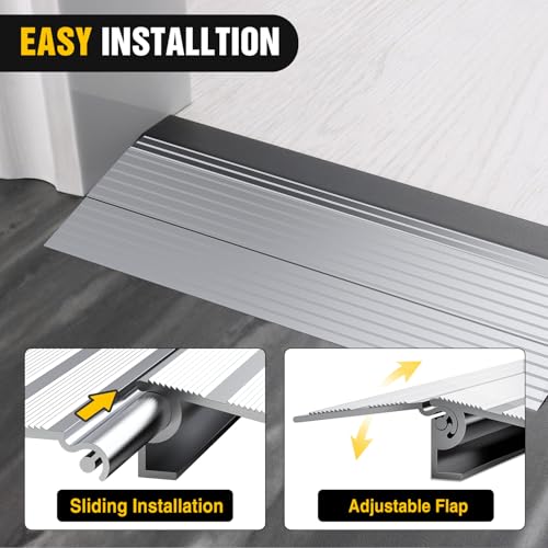 Nilight Door Threshold Ramp, 2" Rise Portable Aluminum Wheelchair Door Entry Ramps for Doorways Stairs Home Steps - size: 2" Rise