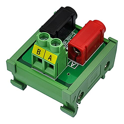 Banana Jack Breakout Board Module (1x2 Positions, DIN Rail Mount) - size: 1x2 Positions, style: DIN Rail Mount