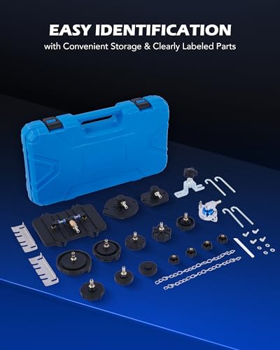 OMT 12 Pcs Master Cylinder Brake Pressure Bleeder Adapter Kit for Flushing | Compatible with Toyota Honda Ford Nissan Jeep, 10 Cap Sizes 29-74mm, Quick-Connect Ports; Ideal for Car Service