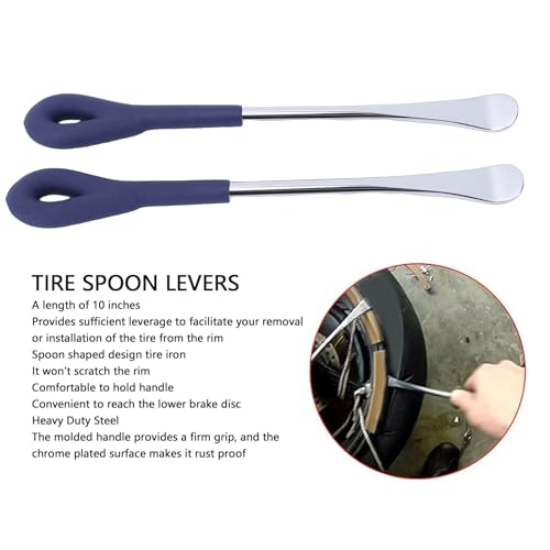 2pcs Tire Iron Spoon Levers, Heavy Duty 10in Motorcycle Tire Changer Tool Carbon Steel Set, Suitable for Car Motorcycle Repair Replacement Tool
