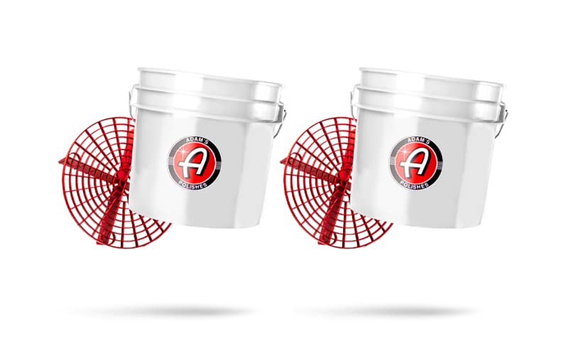 Adam's Polishes 3.5 Gallon Car Wash Buckets & Grit Guards (2 Pack) - Detailing Bucket for Washing & Storage | Stores Soap, Foam Cannon, Towels & More - size: 3.5 Gallon Bucket + Grit Guard (2 Pack)
