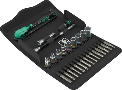 8100 SA 14 Zyklop Comfort Ratchet Set, reversing Lever, 1/4" Drive, Metric, 28 Pieces