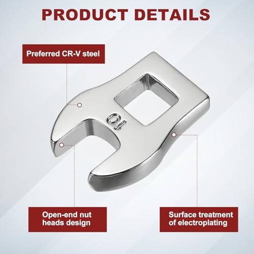 HARFINGTON Drive Crowfoot Wrench 3/8 Inch 10mm Metric Flare Nut Wrench CR-V Steel Electroplating Open End Crowfoot Spanner for Automotive Repair Mechanics, Bright Silver - size: 3/8 Inch x 10mm