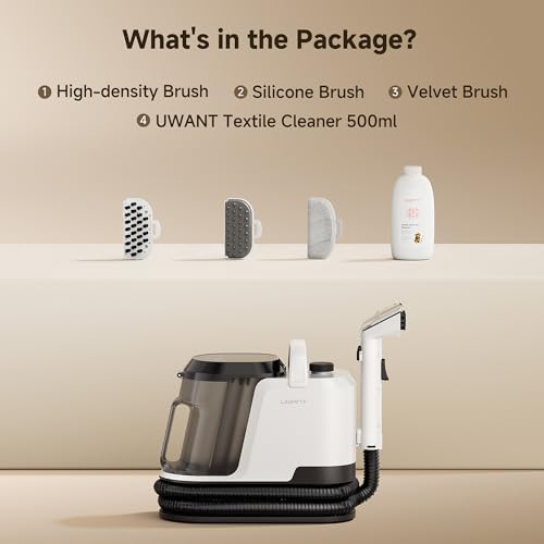 Uwant Portable Carpet and Upholstery for Deep Cleaner, 18Kpa Carpet Cleaner Machine for Cars, Pets with Cleaning Tool and Self Cleaning Set of 1 for Spot, Rug, Couch | Carpet Cleaner Machine for Couch Spot Cleaner Machine with Textile Solution, 2.4L Water