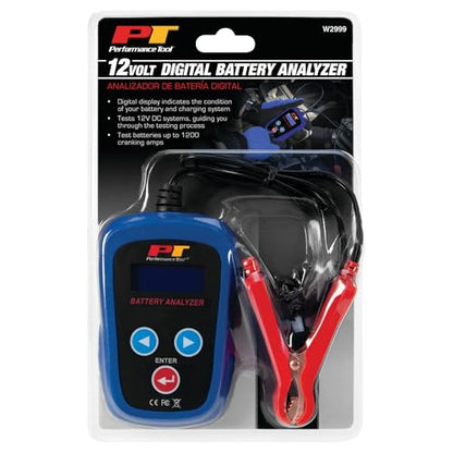 Performance Tool Digital W2999 12V Car Battery Tester, 100-2000 CCA Load Tester Automotive Alternator Tester Digital Auto Battery Analyzer Charging Cranking System Tester