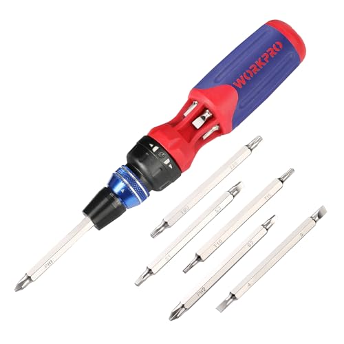 WORKPRO 12-in-1 Ratcheting Multi-Bit Screwdriver Set, Quick-load Mechanism Screwdriver with Double End Bits in Handle - size: Standard