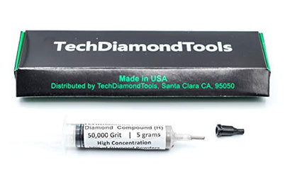 TechDiamondTools Diamond Polishing Compound Polishing Paste USA Made 50,000 Grit 0-0.5 Microns for Marble Glass Metal Rock Jewelry Resin Silver Chrome Gemstone with High Concentration Diamond Powder - size: 50,000 grit / 0 - 0.5 microns