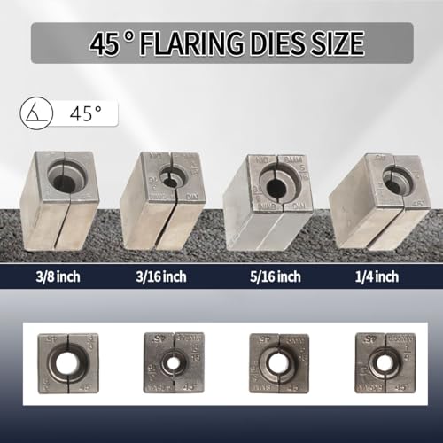 DPTOOL Brake Line Flaring Tool Kit, 45 Degree Single, Double and Bubble Flares, Brake Line and Tubing Flaring Tool for 3/16", 1/4", 5/16", 3/8" and 4.75mm Tubing, Brake Flare Tool for Steel Metal Tube - size: 45 Degree