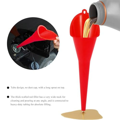 Oil Funnel, Plastic Long Neck Multi-Purpose Spill Saver Funnel, Engine Oil Funnels for Filling Oils Gas Water Diesel Fuel Lubricants for Car Motorcycle ATV Boat (Red-1PCS) - color: Red-1PCS