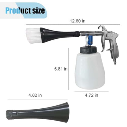 Car Cleaning Gun Kit, High-Pressure Air Blow Gun with 1L Foam Bottle, 2 Nozzles, Car Interior Cleaning Kit, Auto Detailing Spraying Washing Gun for Car Seats, Carpets (4PCS)