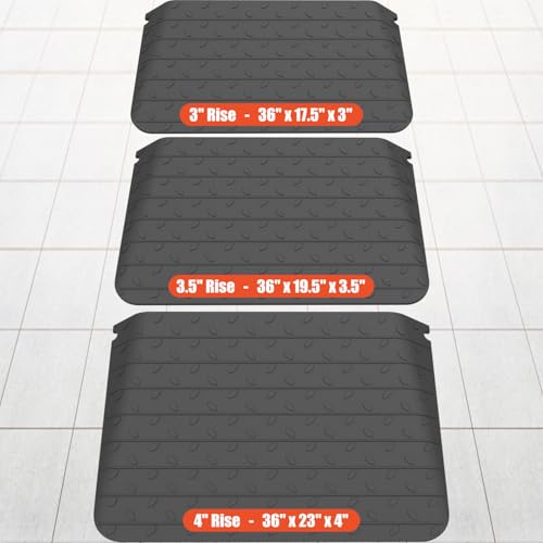 Heavy-Duty Rubber Threshold Ramps with Non-Slip Surface, 1" - 4" Rise Curb Ramps for Wheelchair Scooter Car Entrance Doorway, Loading Ramps Rated 20000Lbs Load Capacity (3.5" Rise) - size: 3.5" Rise