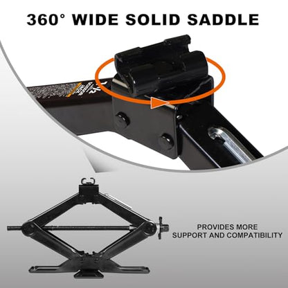 Big RED Wide Base Cross Car Scissor Jack: Steel Portable Quick Lift Tire Jacks Include Ratchet Wrench for Car, Truck, Sedans and MPV, 2 Ton (4,409 lbs) Capacity, Black
