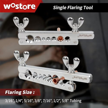 Wostore Flaring Tool Set Single Flare Tubing Pipe 7 Dies of 3/16-5/8 Inch kit in HVAC for plumbing Copper