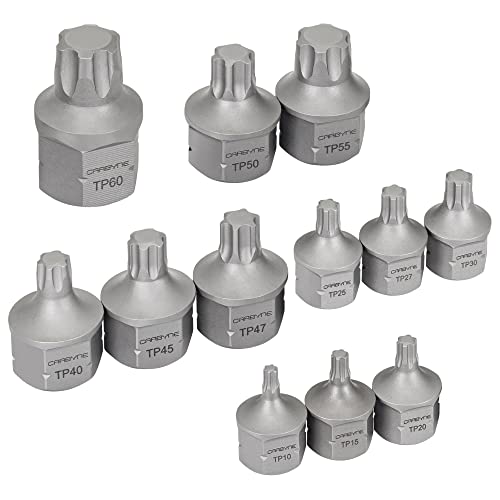 CARBYNE 12-Piece Torx Plus Stubby Low Profile Bit Socket Set, TP10/IP10 to TP60/IP60, S2 Steel, Dual Drive Internal Square and External Hex for Tight Spaces, Genuine Licensed Torx Plus - size: Torx Plus