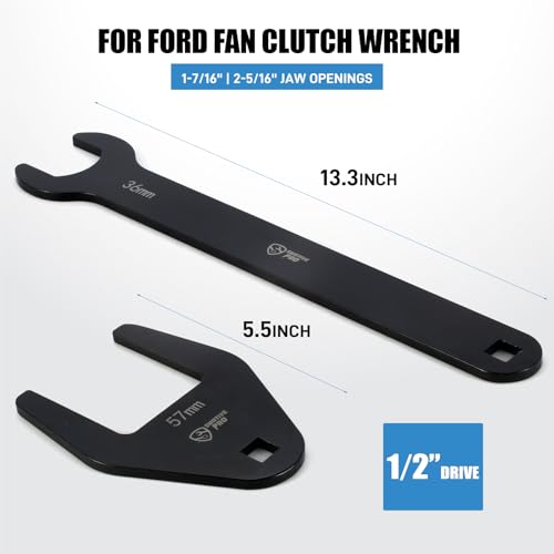 SMOTIVEPRO 4-Piece Fan Clutch Removal Tool Kit, 32mm 36mm 40mm 57mm Fan Clutch Wrench and 15" Water Pump Pulley Holder Removal Tool for BMW, Ford, GM, Dodge,Jeep - size: 4Pcs Fan Clutch Wrench Set
