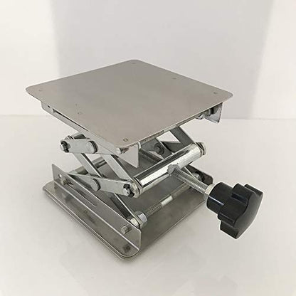 LabZhang 4" x4", Stainless Steel Lab Jack Scissor Stand Platform,Lab Lift Stand Table, Scientific Scissor Lifting Jack Platform,Expandable Lift Height Range 50mm-145mm,Maximum Support Weight 10kg - size: 4X4