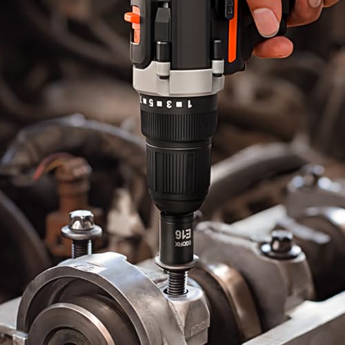 25 Piece Torx Bit and Socket Set, 13 Star Bits (T8- T60) & 12 E-Torx Sockets (E4-E22), Professional Grade Auto & Motorcycle Mechanic Set - style: 25PCS T & E socket set