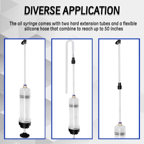 500CC Fluid Extractor Pump Kit with 28" Soft Hose & Two 12" Extension Tubes | Brake Fluid Manual Oil Change & Fill Syringe, Oil Syringe Powerful Suction Pump for Cars, Boats, Lawn Mowers, Golf Carts