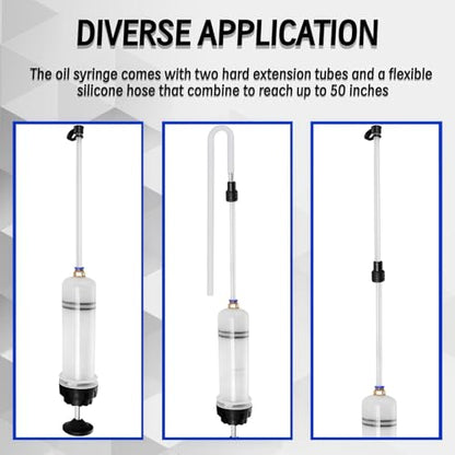 500CC Fluid Extractor Pump Kit with 28" Soft Hose & Two 12" Extension Tubes | Brake Fluid Manual Oil Change & Fill Syringe, Oil Syringe Powerful Suction Pump for Cars, Boats, Lawn Mowers, Golf Carts