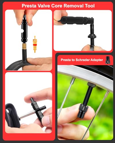 ATsafepro Bike Torque Wrench Set, 1/4 Torque Wrench 20-240 inch-pounds with ±3% Accuracy, 72T Dual Ratchet, Tire Pressure Gauge, Valve Core Tool, Bit Socket Set, for Bicycle & Car Maintenance