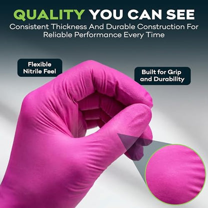 FifthPulse Fuchsia Hot Pink Nitrile Disposable Gloves -3 Mil Medical Exam Nitrile Gloves -Powder and Latex Free - size: Medium