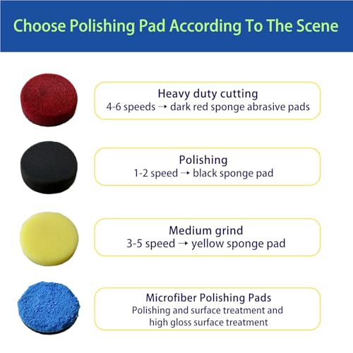 ZOTA 12Pcs Car Buffing Kit, 2"/ 3" Sponge Polishing Pad with 2 Set Carbon Brush, 2"/ 3" Base Plate [5/16-24Unf] Screw Connection, Drill Polisher Attachment Suitable for 2"/ 3" Dual Action Polisher