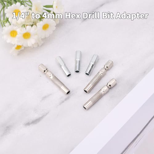 6pcs 1/4" to 4mm Bit Adapter, 6.35mm to 4mm Hex Screw Driver Bit Adapter Magnetic & Drill Extension Bit Holder for Micro Bits, Screwdriver Converter Set for Automotive & DIY Repair Tool Kit