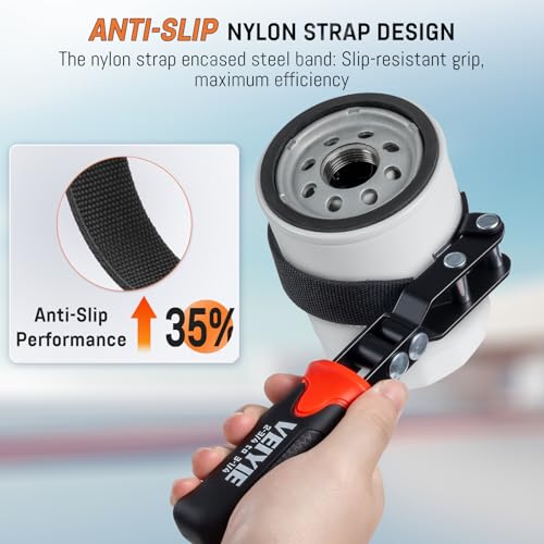 Small Oil Filter Wrench, Oil Filter Removal Tool Fits Filters 2-3/4" to 3-1/4", with Nylon Anti-Slip Strap & 180° Swivel Head, Steel Band Filter Wrench for Compact Car Motorcycle Oil Change - style: Small Oil Filter Wrench
