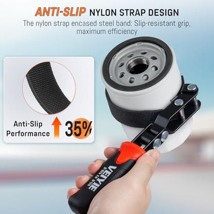 Small Oil Filter Wrench, Oil Filter Removal Tool Fits Filters 2-3/4" to 3-1/4", with Nylon Anti-Slip Strap & 180° Swivel Head, Steel Band Filter Wrench for Compact Car Motorcycle Oil Change - style: Small Oil Filter Wrench