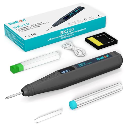 BK210 Cordless Soldering Iron Kit, Portable Rechargeable Soldering Pen with C210 Tip (356-842℉), Fast Heating LED Digital Display Soldering Kits for Electronics Repair, Auto Hibernation & Child Lock - color: Grey