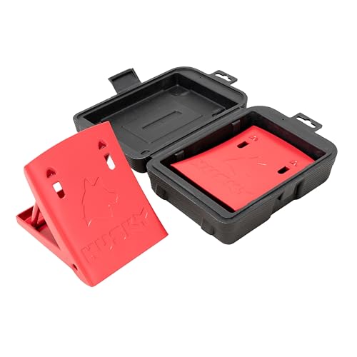 Husky Towing 38512 Foldable Wheel Chock Set Heavy‑Gauge Steel with Storage Case, Husky Red, Set of 2