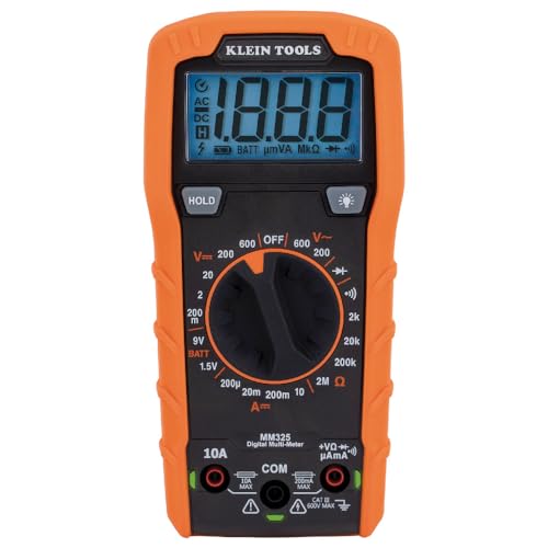Klein Tools MM325 Multimeter, Digital Manual-Ranging 600V AC/DC Voltage Tester, Tests Batteries, Current, Resistance, Diodes, and Continuity - size: Manual-Ranging w/o Case