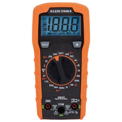 Klein Tools MM325 Multimeter, Digital Manual-Ranging 600V AC/DC Voltage Tester, Tests Batteries, Current, Resistance, Diodes, and Continuity - size: Manual-Ranging w/o Case