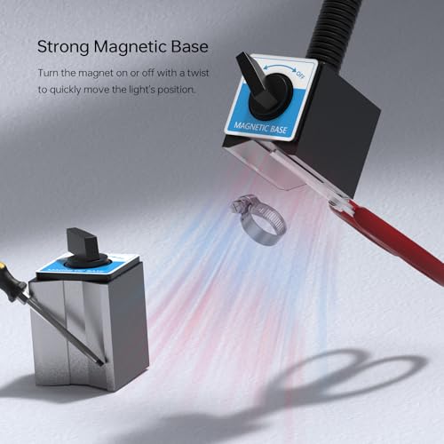 LED Magnetic Work Light, 1420lumens 20in Flexible Gooseneck Work Lamp with Strong Magnetic Base for Lathe Machines, Workbenches.