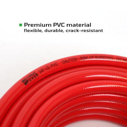 DYNAMIC POWER Truck Tire Inflator Kit- 3/8" X 50' Air Hose with Universal Gladhand & Chuck (RED), D-PVC38-50-04