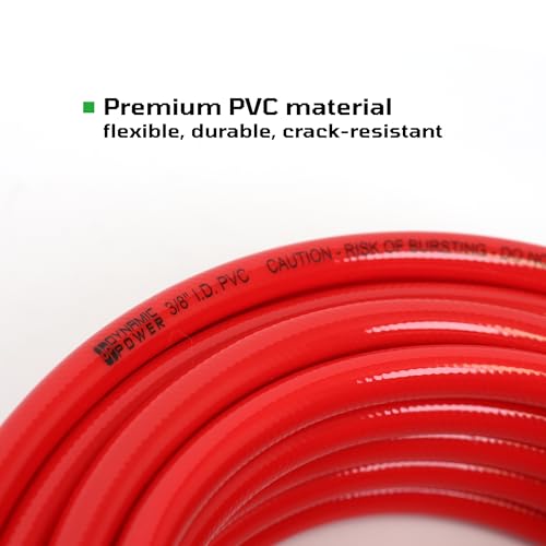 20-Pc 3/8" x 25ft PVC Air Hose Kit, Air Compressor Accessories with 300 PSI Work Pressure, Air Blow Gun, Tire Chucks and 1/4" NPT Plugs