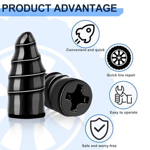 Tire Repair Nail Kit 30Pcs, Self-Tapping Rubber Plugs for Tubeless Tires | High-hardness heat/wear-resistant rubber, sealant-coated, DIY no jack, 15+15 plugs, fits cars/trucks/motos/SUVs/bikes
