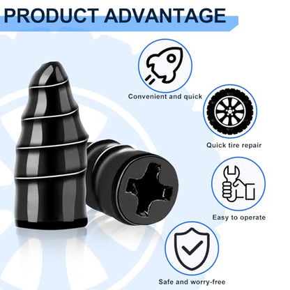 Tire Repair Nail Kit 30Pcs, Self-Tapping Rubber Plugs for Tubeless Tires | High-hardness heat/wear-resistant rubber, sealant-coated, DIY no jack, 15+15 plugs, fits cars/trucks/motos/SUVs/bikes