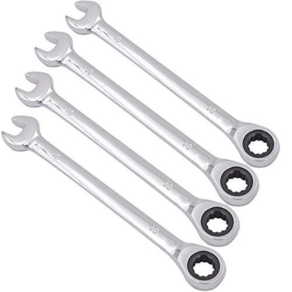 KINJOEK 4 PCS 10mm 12PT Ratchet Wrench, Metric Ratcheting Wrench Set with 5° Movement and 72 Teeth for Projects with Tight Space - size: 10mm 4PCS