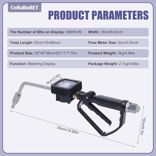 Heavy Duty Air Operated Oil Transfer Pump Digital Oil Fluid Dispenser Pump Control Valve Meter Nozzle, Electronic Metering Oil Gun Refueling Gun Tool for Refueling Trucks (US Stock) - color: Style-B
