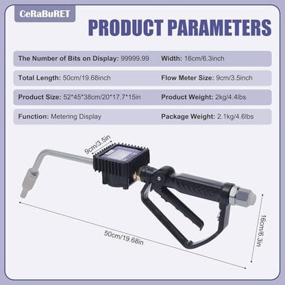 Heavy Duty Air Operated Oil Transfer Pump Digital Oil Fluid Dispenser Pump Control Valve Meter Nozzle, Electronic Metering Oil Gun Refueling Gun Tool for Refueling Trucks (US Stock) - color: Style-B