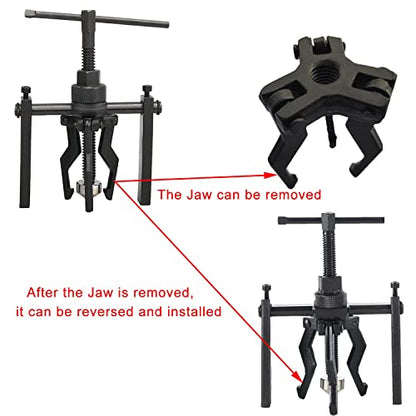 Pilot Bearing Puller with 3 Detachable Jaw, Adjustable Range Gear Extractor,Manual Puller Bushing Gear Extractor Wheel Bearing Pullers Set for Motorcycle Car Auto