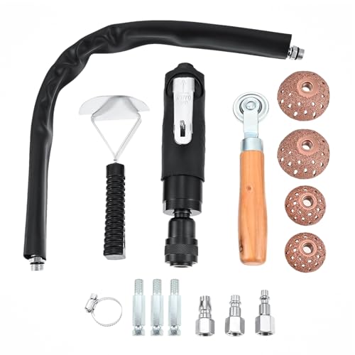 Air Tire Repair Polish Patch Kit with 2500RPM Low-Speed Buffer, Includes Tire Inner Liner Scraper, Patch Roller, Tungsten Steel Buffing Wheels, and Essential Tools for Tire Patching