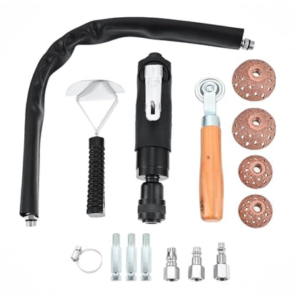 Air Tire Repair Polish Patch Kit with 2500RPM Low-Speed Buffer, Includes Tire Inner Liner Scraper, Patch Roller, Tungsten Steel Buffing Wheels, and Essential Tools for Tire Patching