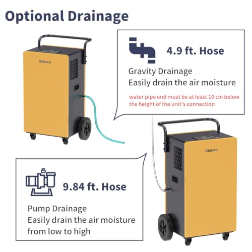 Shinco Commercial Dehumidifiers with Pump, 200 Pints Industrial Dehumidifier for Crawl Spaces, Basements Warehouse and Large Spaces up to 8,000 Sq Ft - color: 8,000 Sq.Ft.